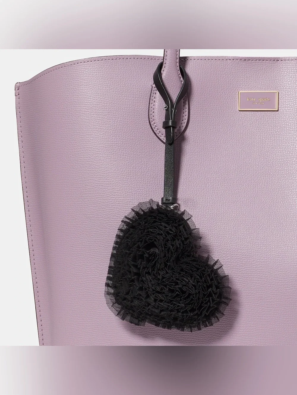 Kate Spade Charmed Tulle Heart Bag Charm - Black Dual-Sided